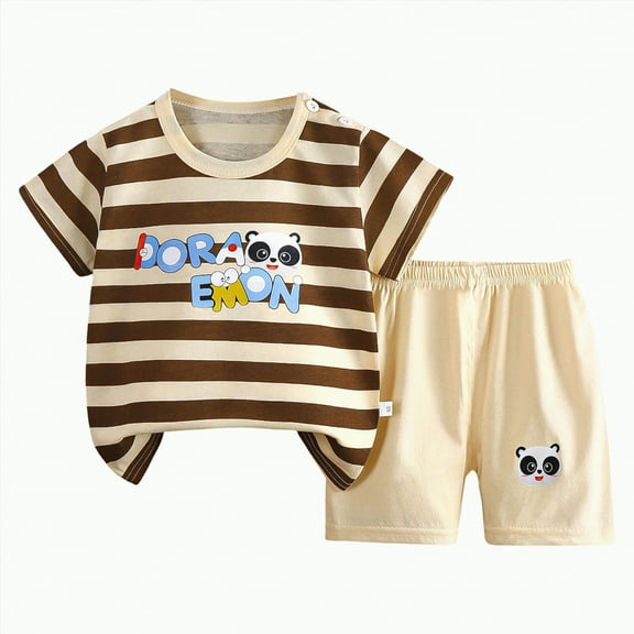 Baby Boy's Clothing Toddler Boys Clothes Sets Kids Summer Cotton Button Prints Short-sleeved Running Suit 12 18 24 Month 3T 4T 5T Outfits Boy Sweat Outfit 2-Piece Set