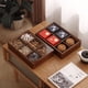 thumbnail image 5 of Caja de dulces, bandeja de frutas para el hogar, mesa de café de la sala de estar, bandeja de nueces, caja de dulces de almacenamiento de frutas secas de madera maciza de doble capa, 5 of 5
