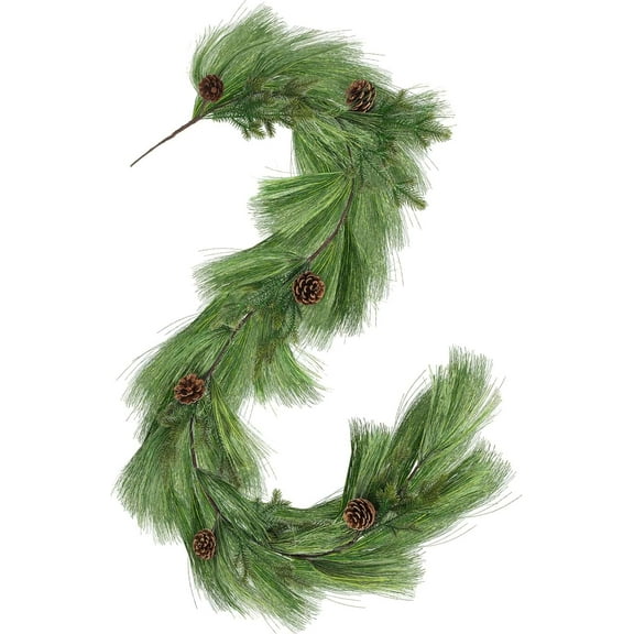 WTYYC Long Needle Pine Garland 6 ft Realistic Norfolk Pine With Pinecone - Christmas Artificial Evergreen Cedar for Xmas Mantle Table Stairs Indoor Outdoor Door Decor