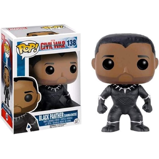 Funko Pop Marvel Capitán América Guerra Civil Pantera Negra Exclusiva Limitada Desenmascarada #138