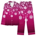 thumbnail image 2 of Christmas Pajama Set for Women Long Sleeve Button Down Sleepwear Festive Print Loungewear Soft Holiday Nightwear, 2 of 5