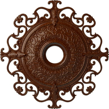 38 3/8"OD x 6 5/8"ID x 2 7/8"P Orleans Ceiling Medallion (Fits Canopies up to 8 1/4"), Hand-Painted Burnished Mahogany Crackle