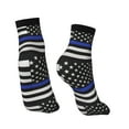 thumbnail image 2 of Women's Men's Thin Blue Line Flag Lightweight Ventilation Quarter Ankle Socks, 2 of 7
