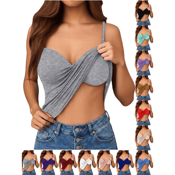 Xdegoge Camisole Tops for Women Built In Bra V Neck Adjustable Spaghetti Strap Sleeveless Padded Tank Top Yoga Casual Summer Basic Fitted Undershirt Sizes S-6XL