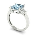 thumbnail image 2 of Three-Stone Engagement Ring for Women - 2.32ct Natural Swiss Blue Topaz in 14K White Gold Promise Ring, 2 of 6