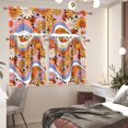 thumbnail image 6 of Rainbow Boho Flower Kitchen Window Curtains 70S Swirl Wavy Valance and Tier Ser,3 Piece Floral Coffee Curtains Road Pocket Short Curtain for Living Room S, 6 of 6
