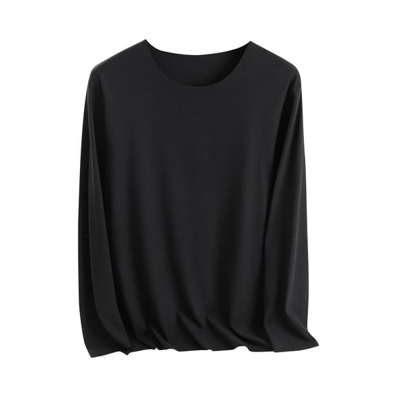 Women's Loose Casual Round Neck Long Sleeve Thermal T-Shirt Fleece Lined Base Layer Soft Winter Top