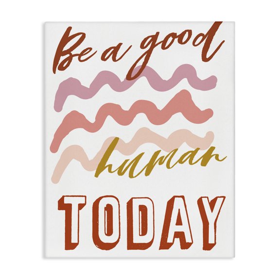Stupell Industries Modern Be A Good Human Phrase Pink Wave Pattern Canvas Art, 16 x 20, by Elizabeth Medley