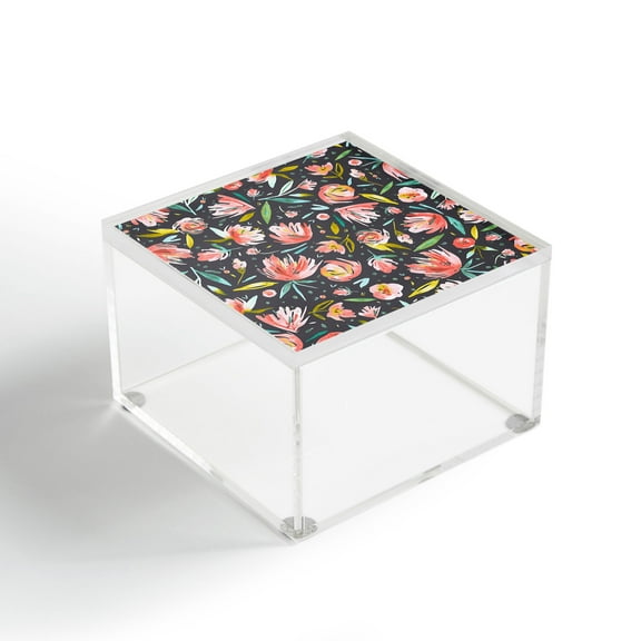 Society6 Ninola Design Coral Peonies Festival Floral Acrylic Box