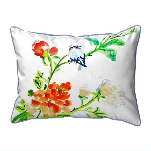Betsy Drake SN1103 11 x 14 in. Blue Bird & Flowers Small Indoor & Outdoor Pillow