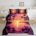 thumbnail image 2 of Erosebridal Palm Tree Comforter Sets Queen Size,Ocean Sunset Bedding Queen Comforter Set,Botanical Decoration,Reversible,Ultra Soft,3-Piece, 2 of 8