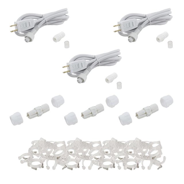 Novelty Lights 1/2" Chasing Rope Light Accessory Pack, 3 Connector Cord Kits, 3 Splices, and 100 Clips