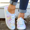 thumbnail image 3 of Zapatillas De Deporte De Lona Con Teñido Anudado En Bloque De Color Para Mujer, Zapatillas De Deporte Informales Antideslizantes Con Cordones, Zapatos Ligeros Y Cómodos Para Caminar, 3 of 4