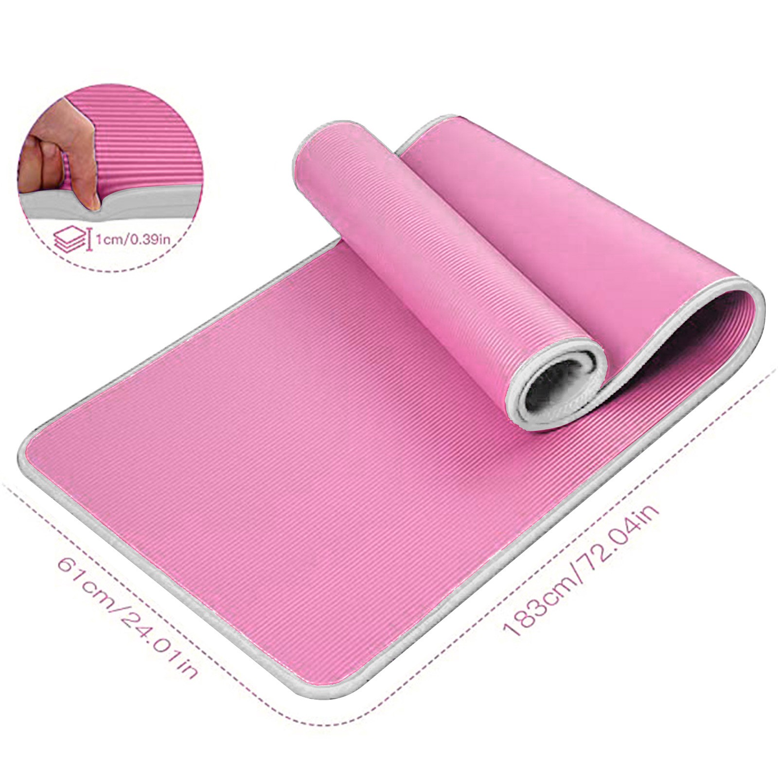 Thick Yoga Mat Non Slip, Large Size 72" L x 32" W x 0.6" TH, Premium Exercise & Fitness Mat with Carrying Strap and Bag,Workout Mats for Home,Gray