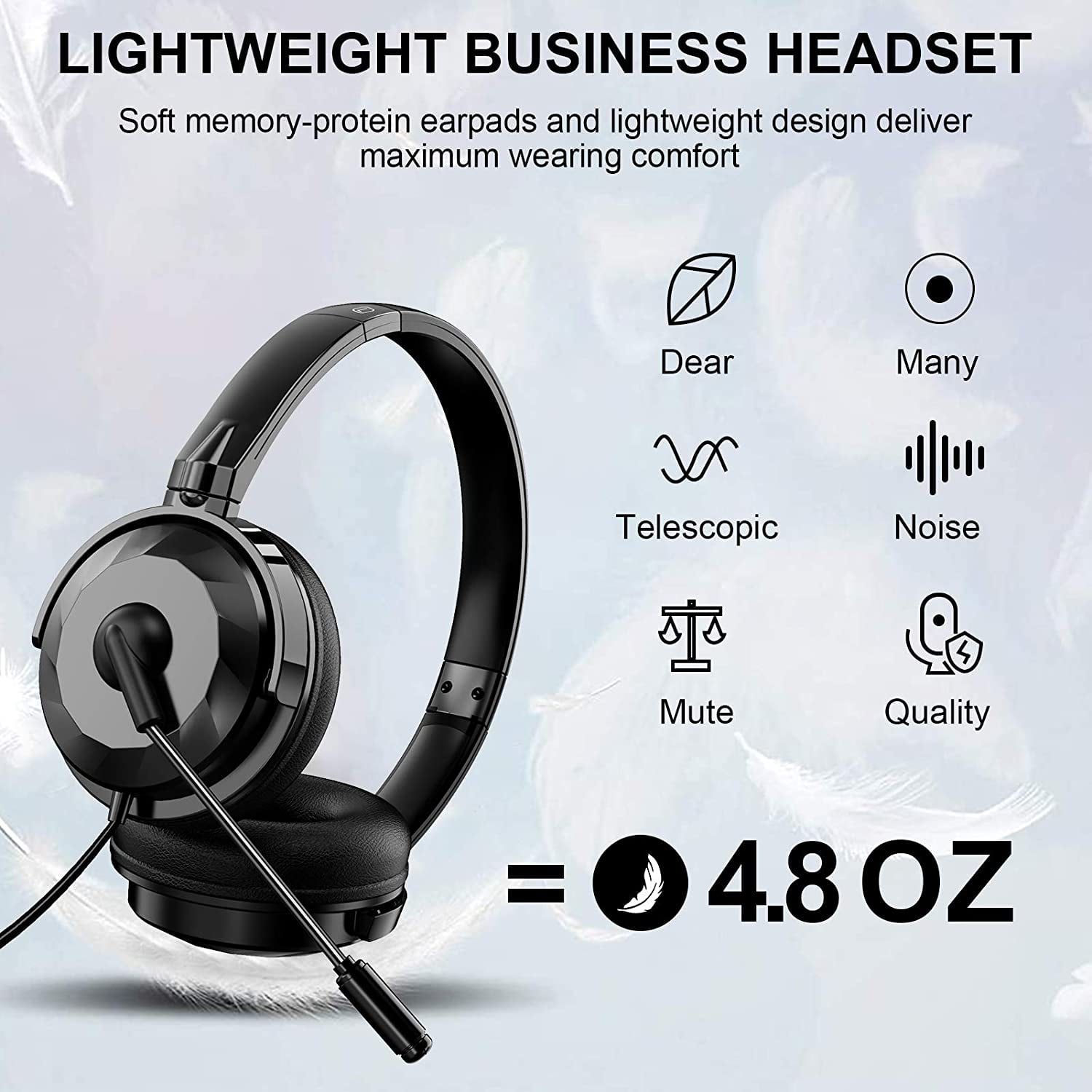 Cell Phone Stereo Lightweight PC Headset Wired Headphones Webinar Business Headset for PCs Skype NPET CH10 USB Headset/ 3.5mm Computer Headset with Microphone Noise Cancelling Tablets