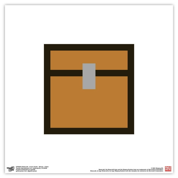 Gallery Pops Minecraft: Iconic Pixels - Blocks - Chest Wall Art, Unframed Version, 12" x 12"