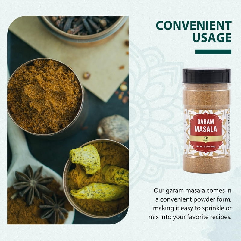 Soeos Garam Masala Powder, 6.4 oz (180g) Total – Authentic Indian 10-Spice Blend