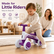FUPOJH 4 Wheel Baby Balance Bike, Lightweight PP Frame, Silent EVA Tires, 135° Anti-Tip, Ages 1-4,Purple