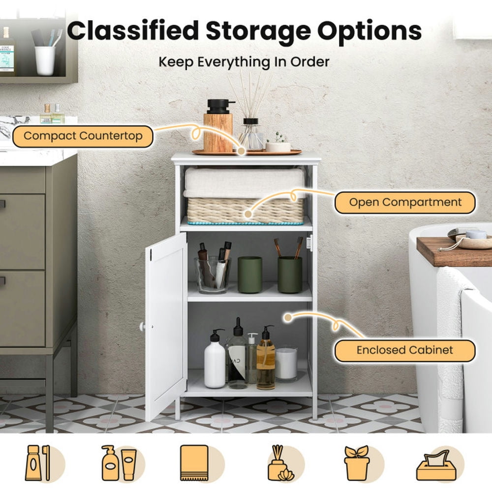 Finihen Bathroom Storage Cabinet, Bathroom Floor Cabinet, Bathroom Freestanding Adjustable Shelf Floor Storage Cabinet, for Bathroom, Living Room, Bedroom, Kitchen, White Finihen Bathroom Storage Cabinet, Bathroom Floor Cabinet, Bathroom Freestanding Adjustable Shelf Floor Storage Cabinet, for Bathroom, Living Room, Bedroom, Kitchen, White