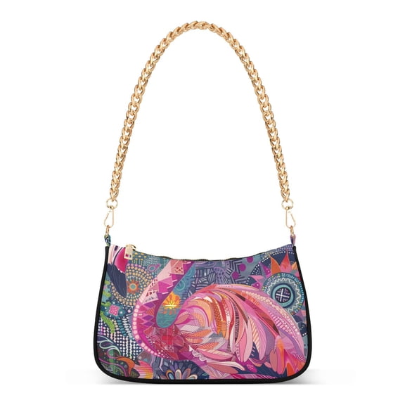 Pink Flamingo Women Handbags Shoulder Bag Cross Body Bag with Crossbody Strap Hobo Bags Chain Strap