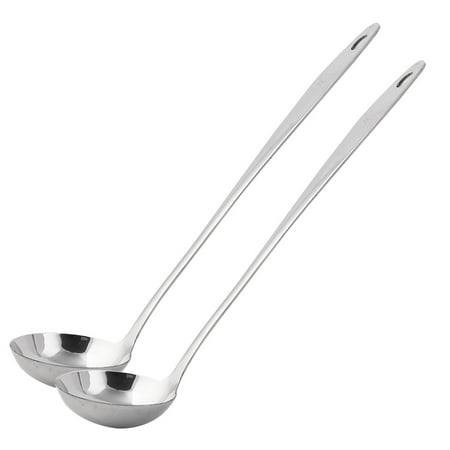 2 Tone Pan - Kitchenware Stainless Steel Soup Pan Ladle Scoop Silver Tone 8cm Dia 2 Pcs
