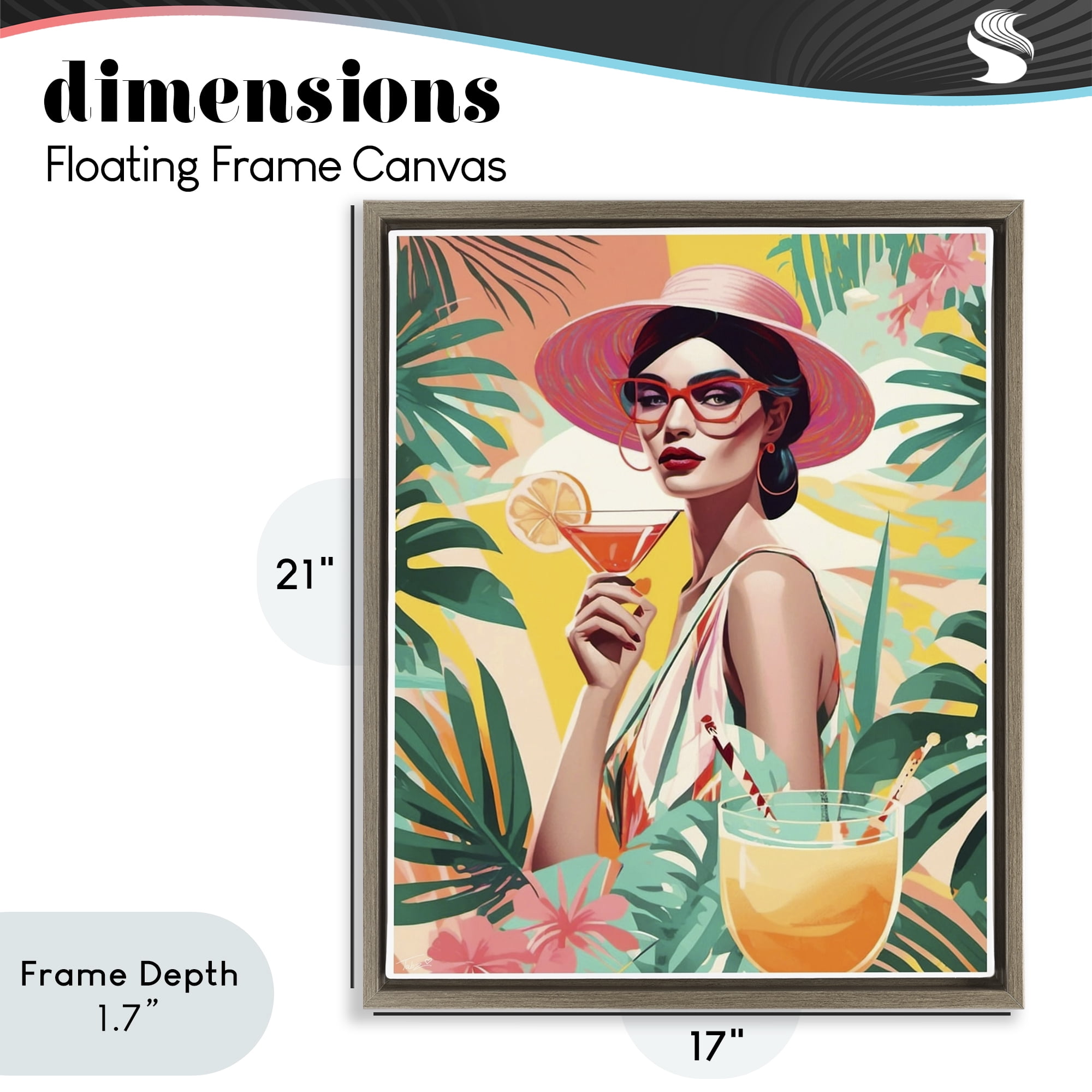 Stupell Industries Exotic Summer Cocktail Brown Framed Floater Canvas Wall Art, design by Tabz Jones