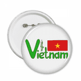 thumbnail image 1 of Vietnam National Flag Red Green Pattern Round Pins Badge Button Emblem Accessory Decoration 5pcs, 1 of 2