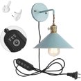 thumbnail image 1 of FSLIVING Macaron 1-Light Dimmable Plug-In Sconce With Edison Bulb Blue, 1 of 8