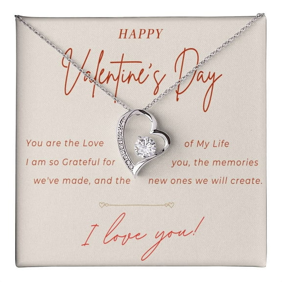 Valentines Day Gift for Wife Her, 14k White Gold Plated Pendant Necklace, Cubic Zirconia Stone, From Husband, Boyfriend