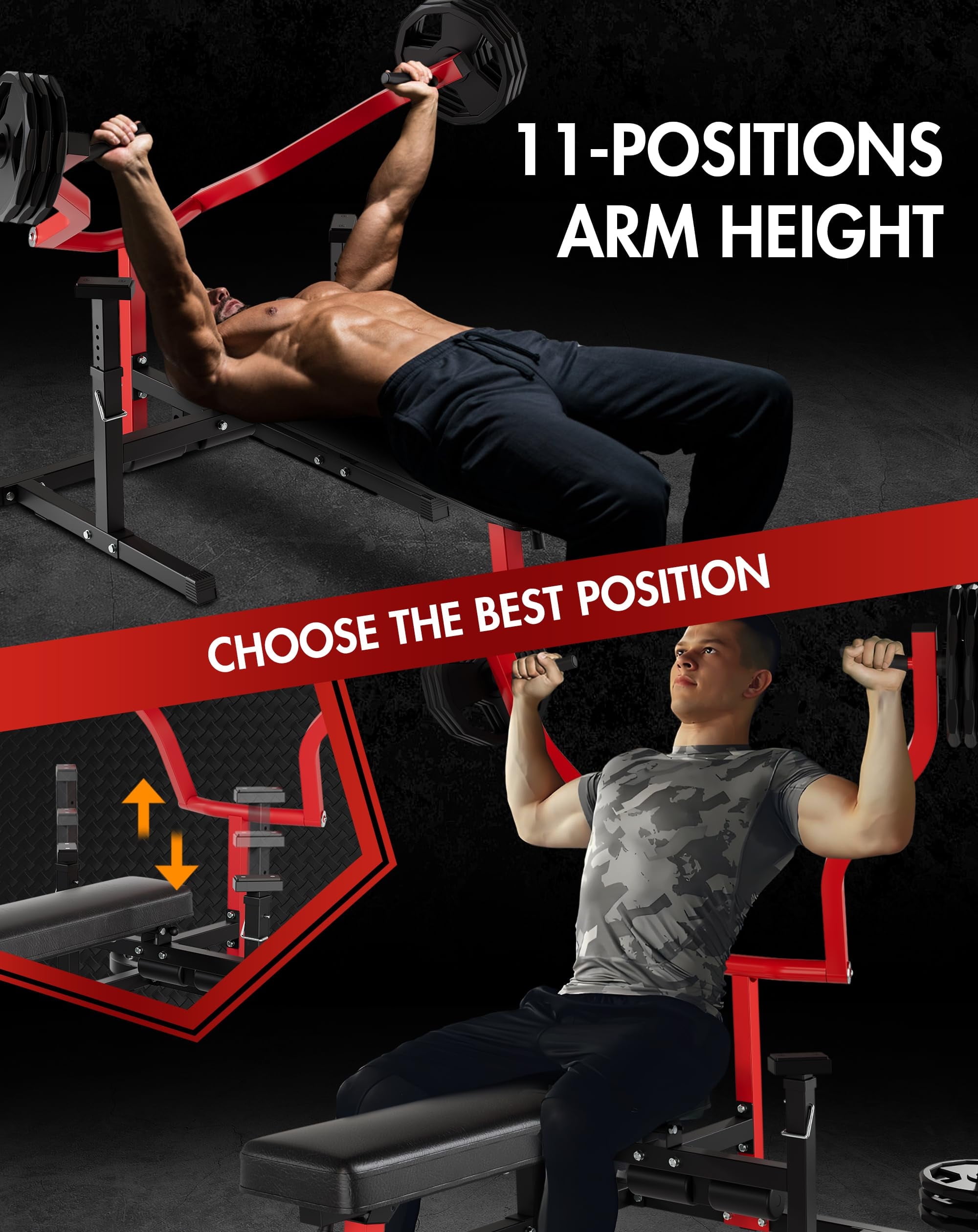 TROPOW Bench Press Machine, 3-in-1 Chest Press Machine, with Independent Converging Arms, Adjustable Flat/Incline/Decline Bench for Home Gym, Chest, AB Workouts, Shoulder Training
