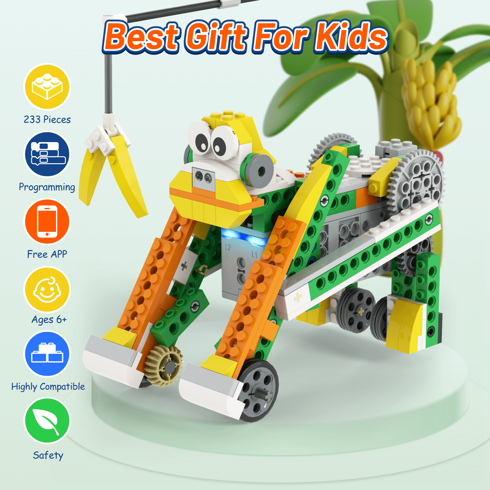 Apitor Robot Q STEM Toys for Kids Ages 6-12 ,Coding Robot for Kids, 20-in-1 Robotic Building Kits, Programmble Boys Toys, Learning & Education Gifts for Boys and Girls 6+ Christmas Birthday