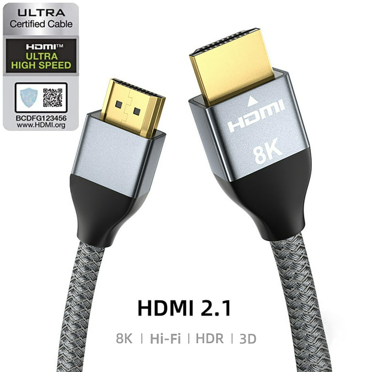 8K HDMI Cable 2.1 48Gbps 9.9FT/3M, High Speed HDMI Braided Cord-4K