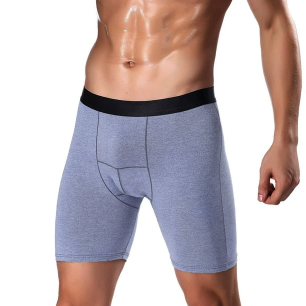 US Men Ice Silk Boxer Brief Short Long Sleeve Sheath Underwear