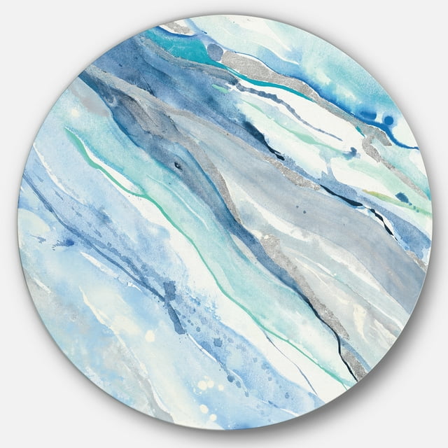 Designart 'Blue Silver Spring II' Farmhouse Metal Circle Wall Art - Disc of 36