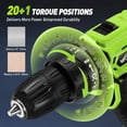 thumbnail image 3 of Cordless Drill, Power Drill Set with 1 Battery and Charger, 40Nm, 20+1 Torque, 2 Speed, Keyless 3/8" Electric Screwdriver with LED Light, 28pcs Drill Bits Set(Green), 3 of 4