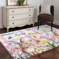 thumbnail image 3 of Colorful Easter Area Rugs 3'x5', Washable Small Throw Rugs for Living Room Bedroom, Sprng Watercolor Bunny Tulip Flower Plaid Indoor Outdoor Rug Non-Slip Low Pile Carpet Runner Reversible Floor Mats, 3 of 8