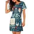 thumbnail image 2 of Easygdp France and Paris Camisón de manga corta para mujer, informal, estampado, 2 of 6