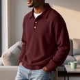thumbnail image 5 of Dwellite Mens Casual Waffle Polo Shirts Button Collared Shirts Long Sleeve Sweater Fall Winter Solid Color Clothes Wine XL, 5 of 10
