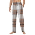 thumbnail image 2 of Men's Home Soft Pajama Pants, Plaid Print Drawstring Pocket Casual Lounge Pants for Fall, Winter and Home Comfort,Brown,M, 2 of 8