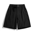 thumbnail image 2 of Stamzod Men Short Fashion Solid Color Summer Elastic Waist Drawstring Shorts Casual Loose Plus Size Athletic Shorts for Men with Pocket Black E XXXXXL, 2 of 6