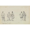 thumbnail image 2 of David Roberts 24x17 Black Ornate Framed Double Matted Museum Art Print Titled: Group of Figures, Gadshill (1862), 2 of 5