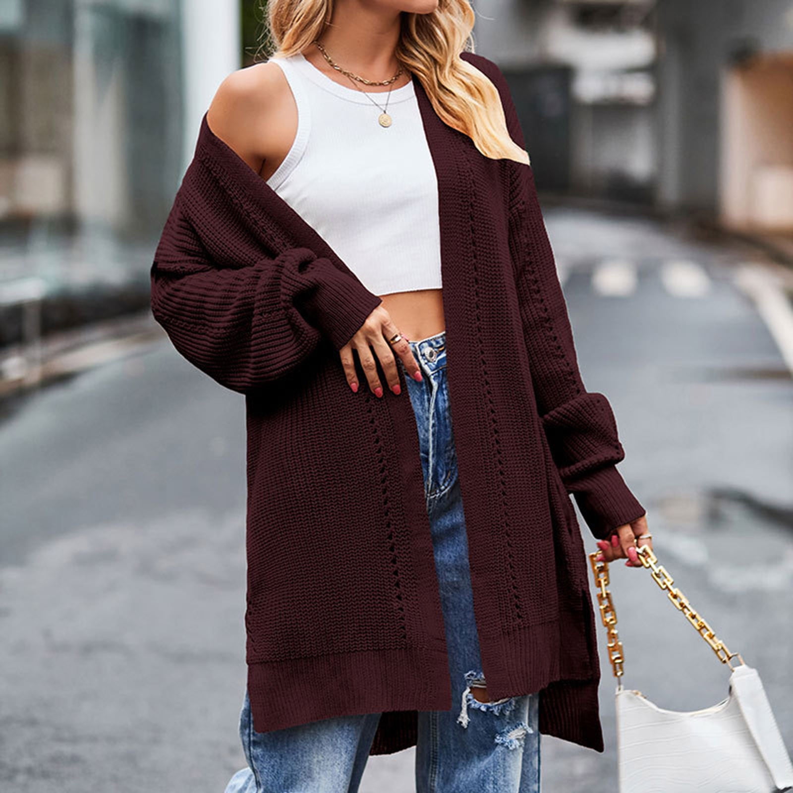 Plus Size Cardigan Women Casual Knits Long Sleeve Sweater Coat