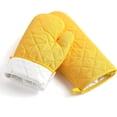 thumbnail image 5 of 12 Inch Heavy Duty Cotton Oven Mitts and Pot Holder Sets, Heat Resistant 500°F 4 Pack Kitchen Oven Mits,Yellow, 5 of 5