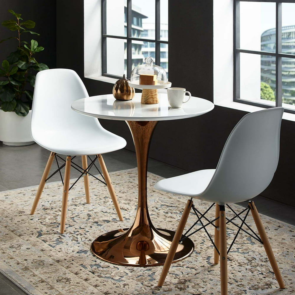 Modway Lippa 28" Round Dining Table in Rose Gold White - Walmart.com