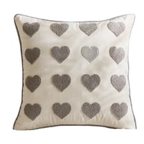 Love Heart Embroidered Valentine's Day Pillow Cover - Soft Plush Fabric With Multi - Heart Design, Decorative For Couch Bed Valentine's Day Decor
