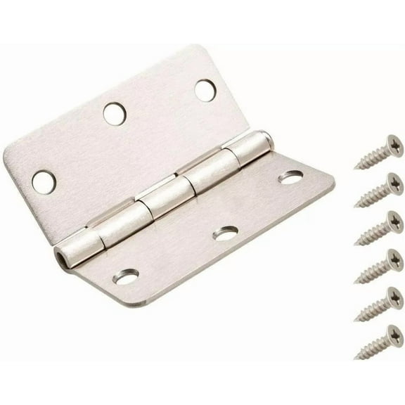 12PK Everbilt 3-1/2 in. Satin Nickel 1/4" Radius Corner Silent Squeak Free Door Hinges 28696