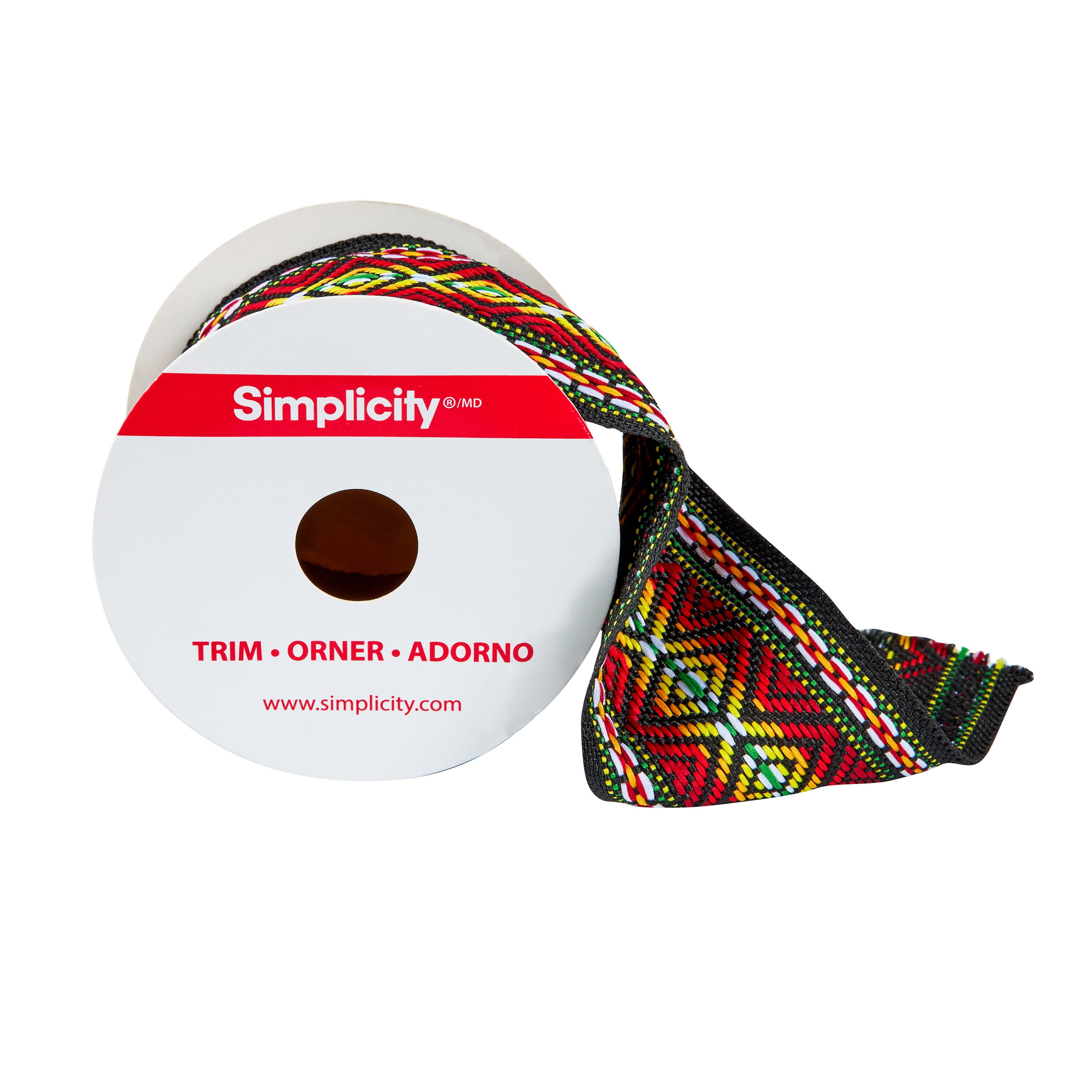 (2 pack) Simplicity trim, multi-color 2 inch aztec jacquard band trim great for apparel, home decorating, and crafts, 1 yardard, 1 each