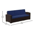 thumbnail image 4 of Flash Furniture Seneca Brown Faux Rattan Sofa with All-Weather Navy Cushions, 4 of 9