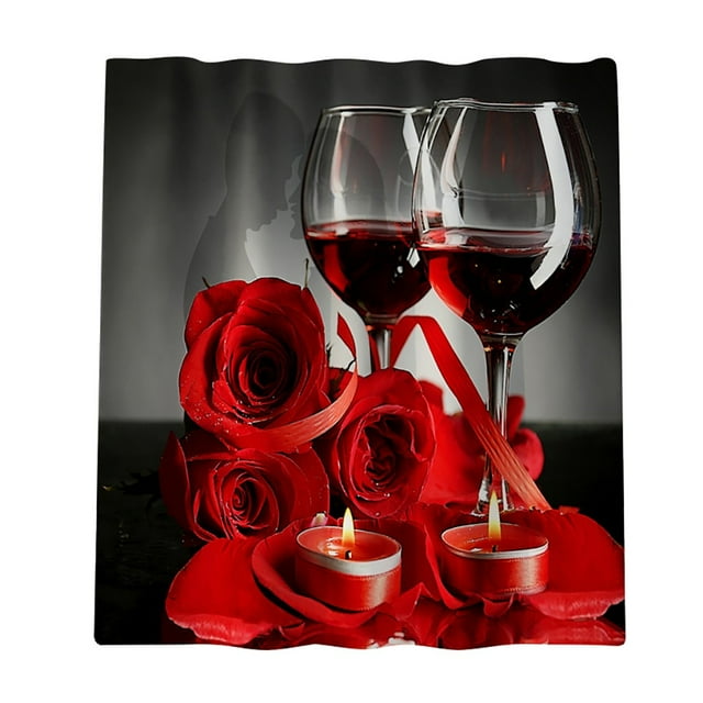 uhnmki Décoration de Salle de Bain en Verre Rouge 72 Design 72 Pouces de Vin x Rideau Produits de Salle de Bain