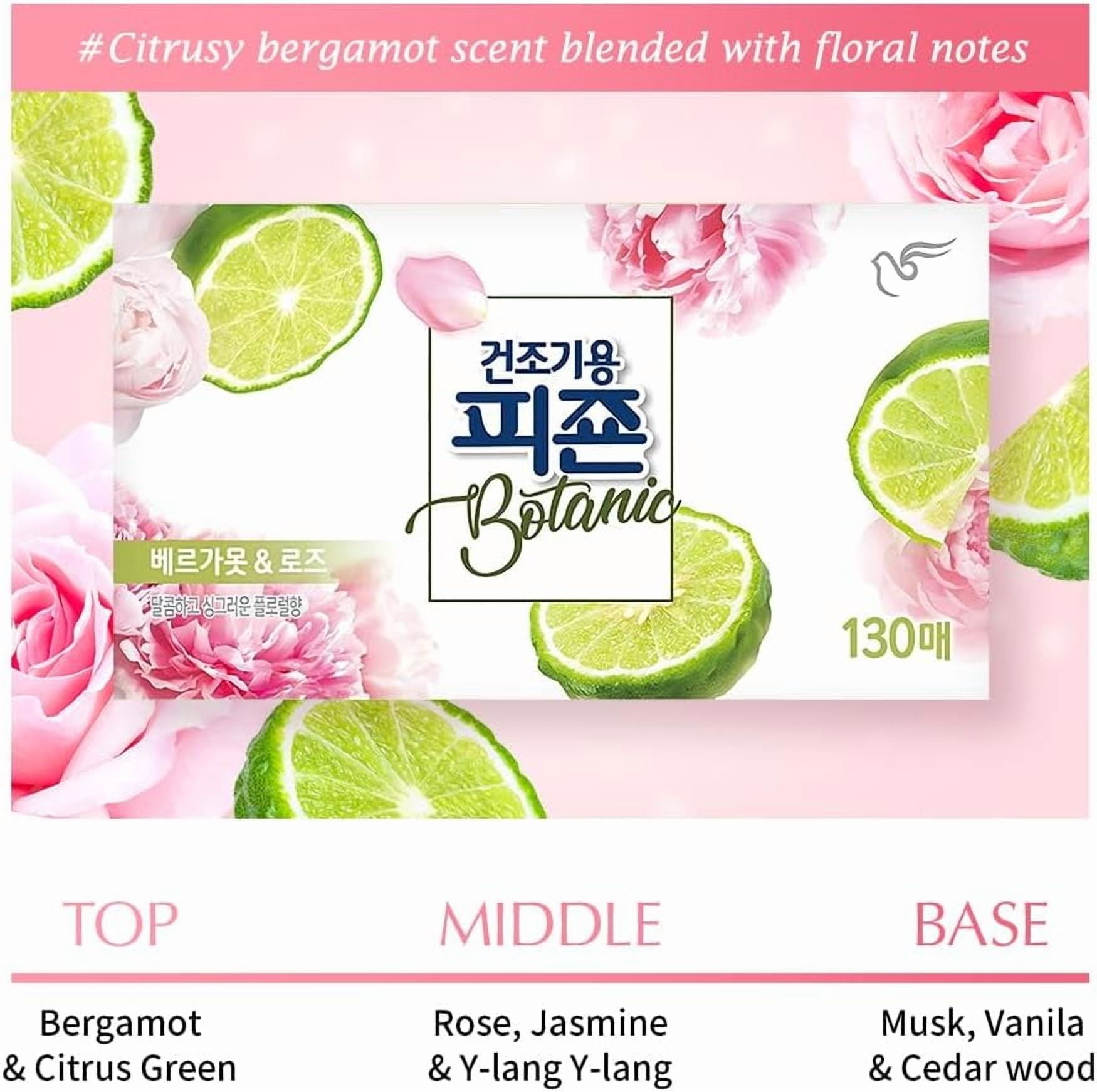 Signature Dryer Sheets Laundry Fabric Softener, Citrus, Fresh & Rosy Scent, Bergamot & Rose, Reduce Static Cling, Eliminate Strong Odor, infused with Flower Essence, Safe for all, 130 Counts